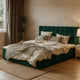 Lit avec sommier LES TENDANCES Kandy capitonné en velours Vert 160x200cm