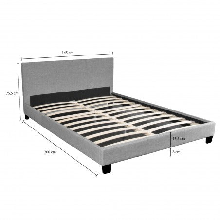 Lit avec sommier Weber DUBLIN 140x190cm gris clair — photo produit