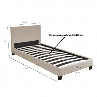 Lit avec sommier Weber DUBLIN 90x190cm beige — photo produit