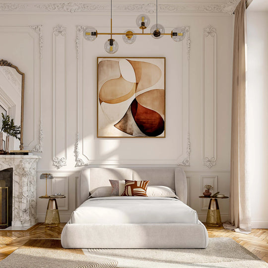 Lit coffre HABITAT Malo 160x200 cm tissu bouclette beige — photo produit