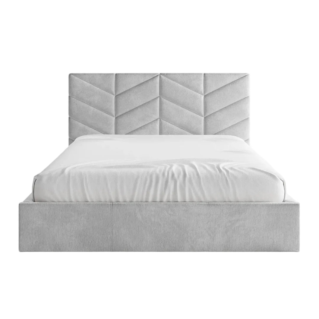 Lit coffre VENTE UNIQUE Justani 180 × 200 cm en tissu texturé gris — photo produit