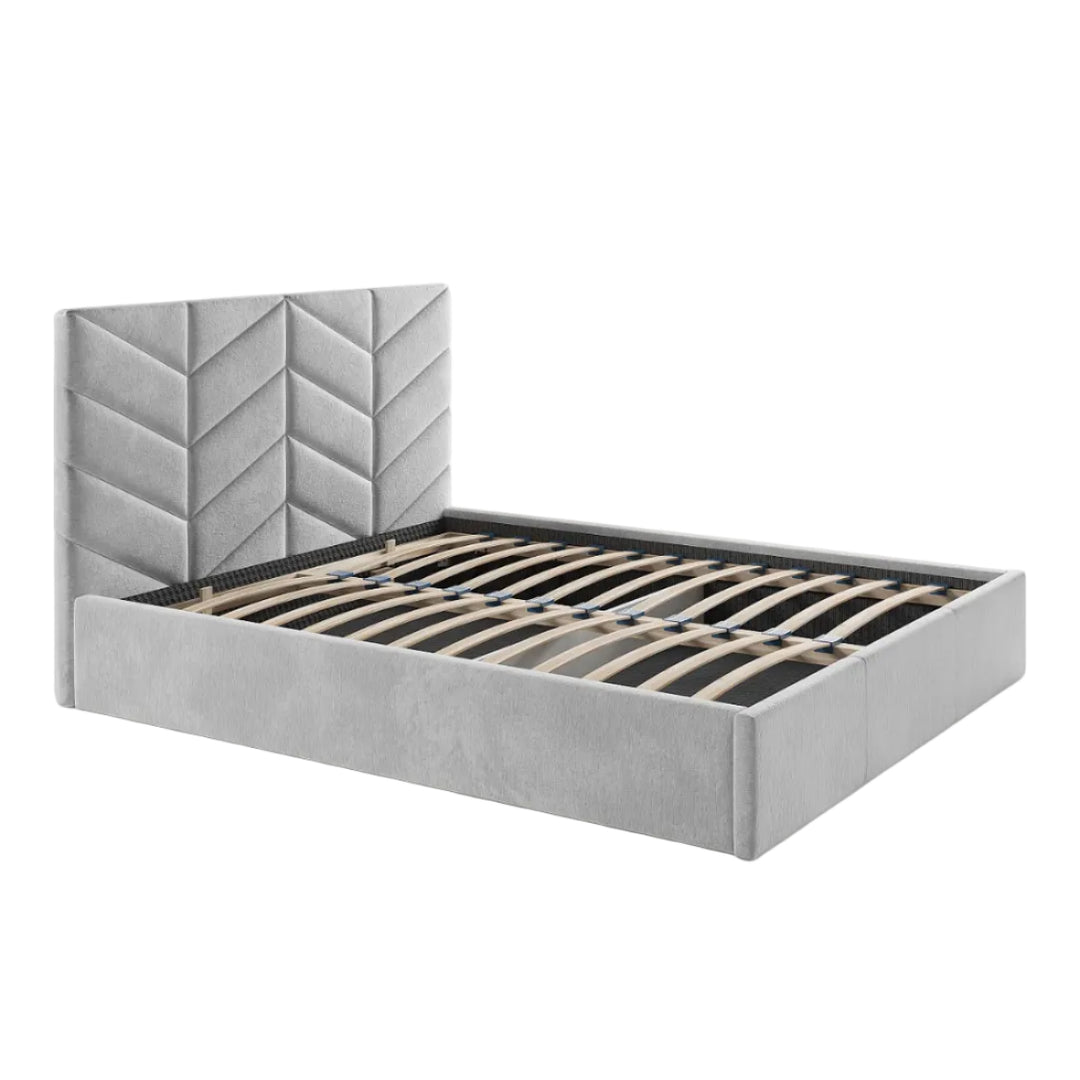 Lit coffre VENTE UNIQUE Justani 180 × 200 cm en tissu texturé gris — photo produit