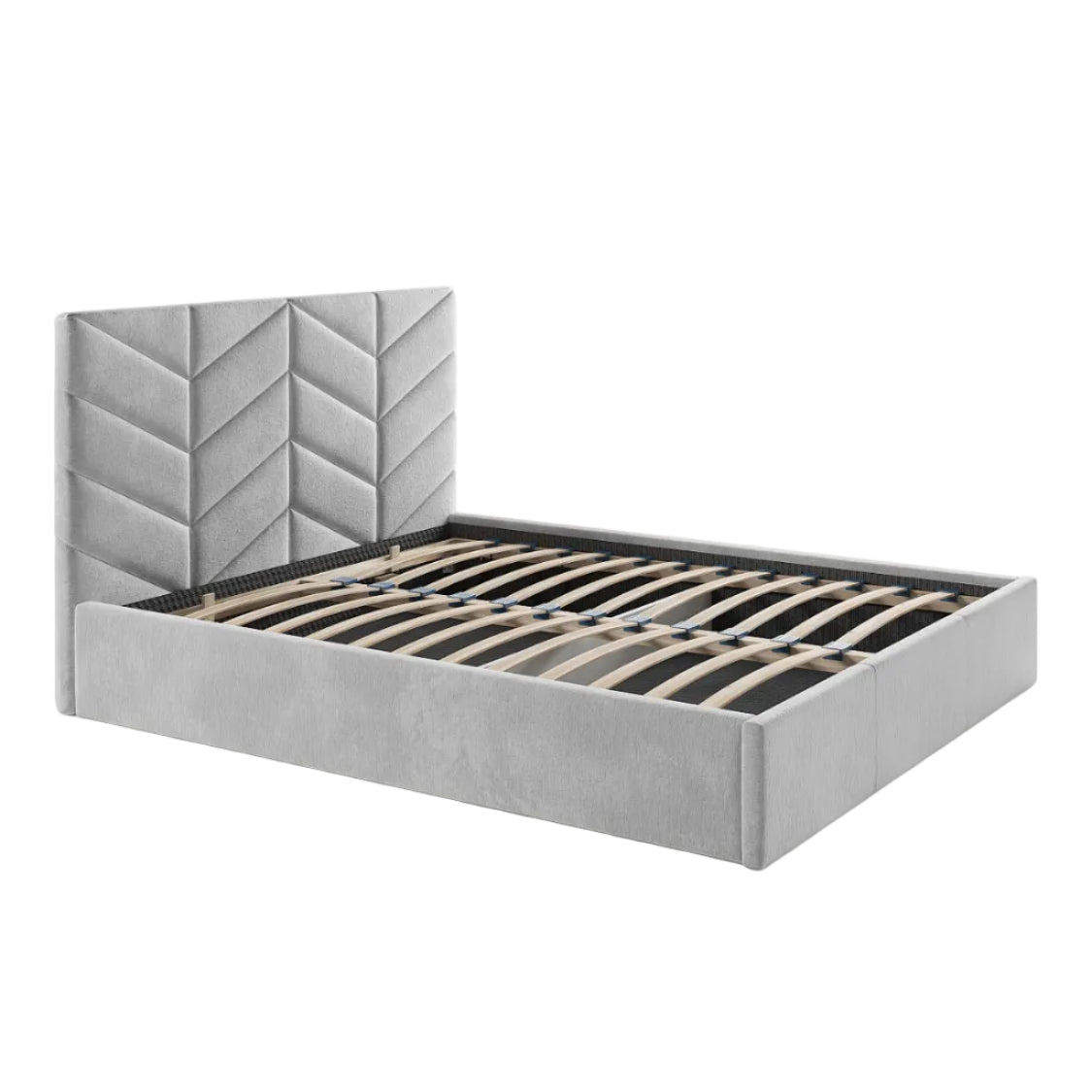 Lit coffre VENTE UNIQUE Justani 180 × 200 cm en tissu texturé gris — photo produit