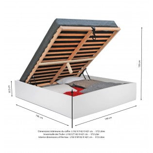 Lit coffre Weber BILBAO 140x190 blanc — photo produit