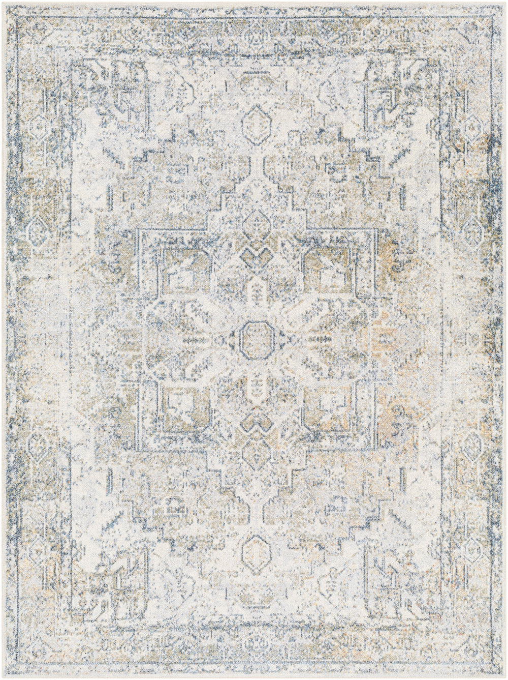 Tapis Vintage Lavable en Machine Gris/Bleu Onan