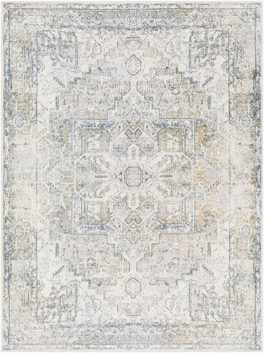 Tapis Vintage Lavable en Machine Gris/Bleu Onan