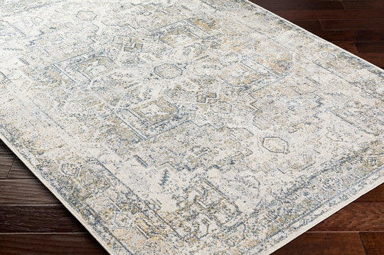 Tapis Vintage Lavable en Machine Gris/Bleu Onan
