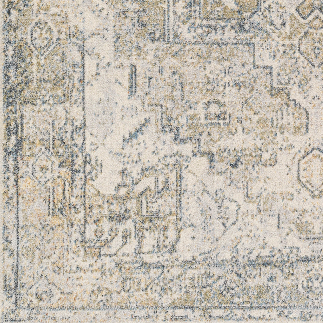 Tapis Vintage Lavable en Machine Gris/Bleu Onan