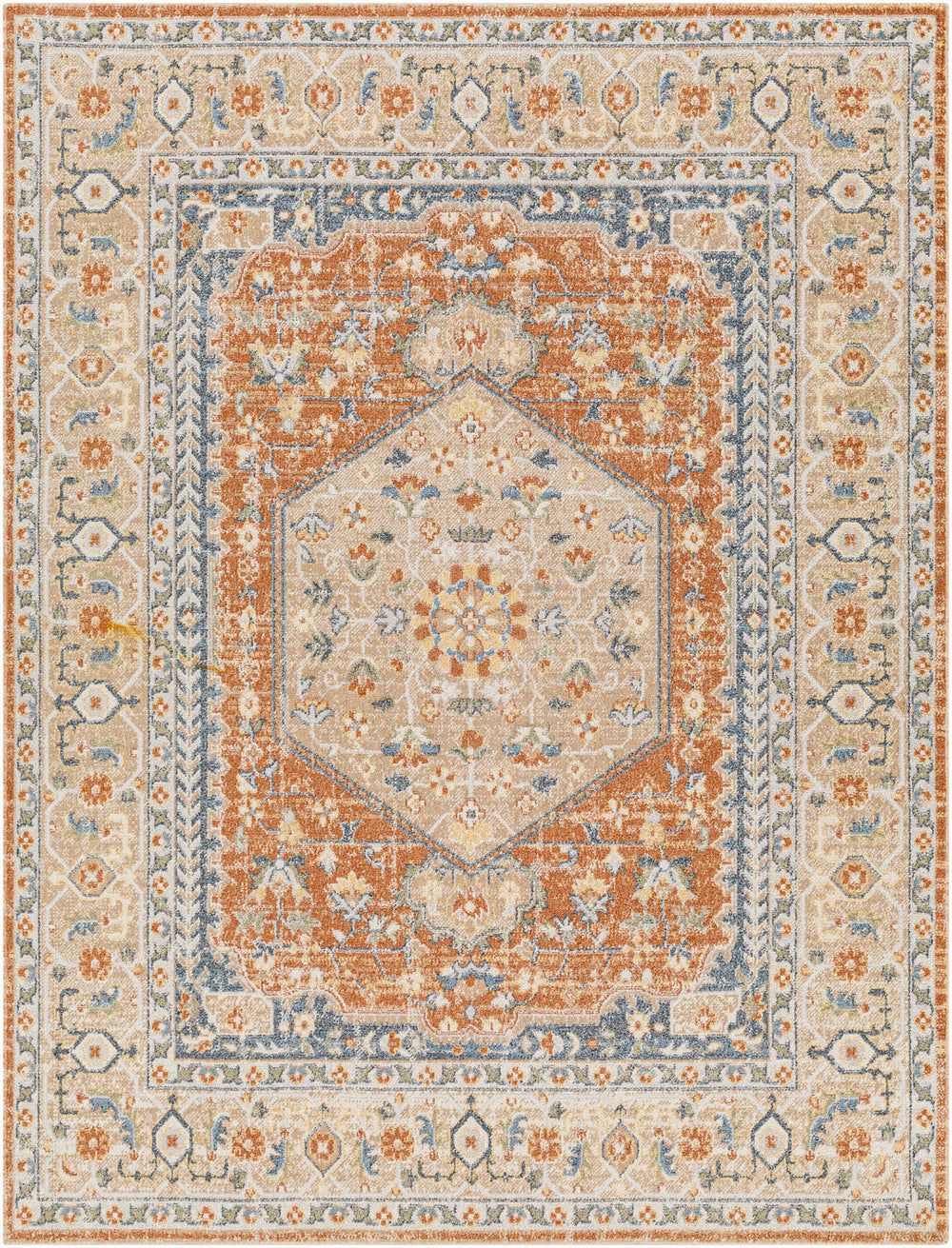 Tapis Vintage Lavable en Machine Orange/Jaune Oida