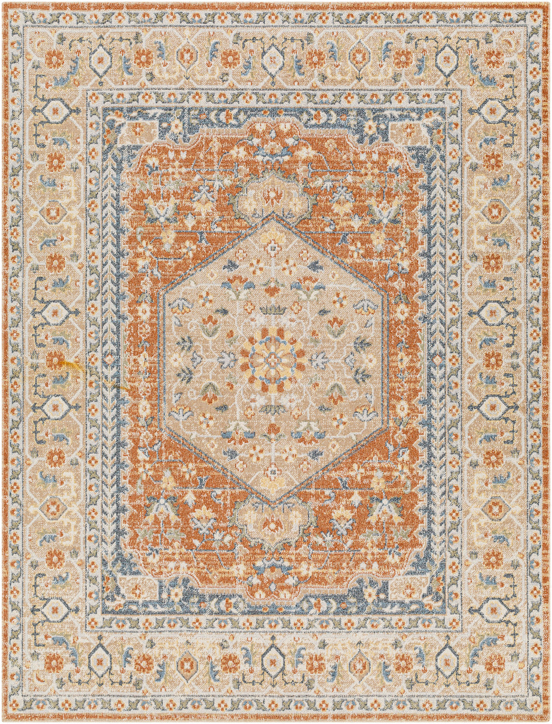 Tapis Vintage Lavable en Machine Orange/Jaune Oida