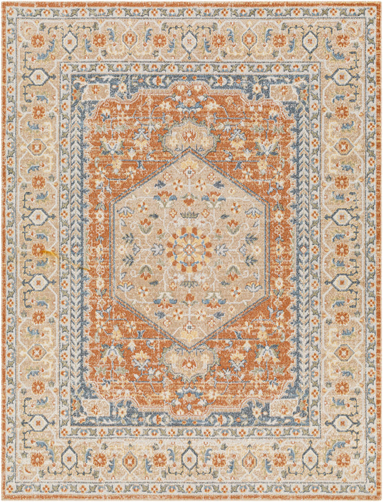 Tapis Vintage Lavable en Machine Orange/Jaune Oida