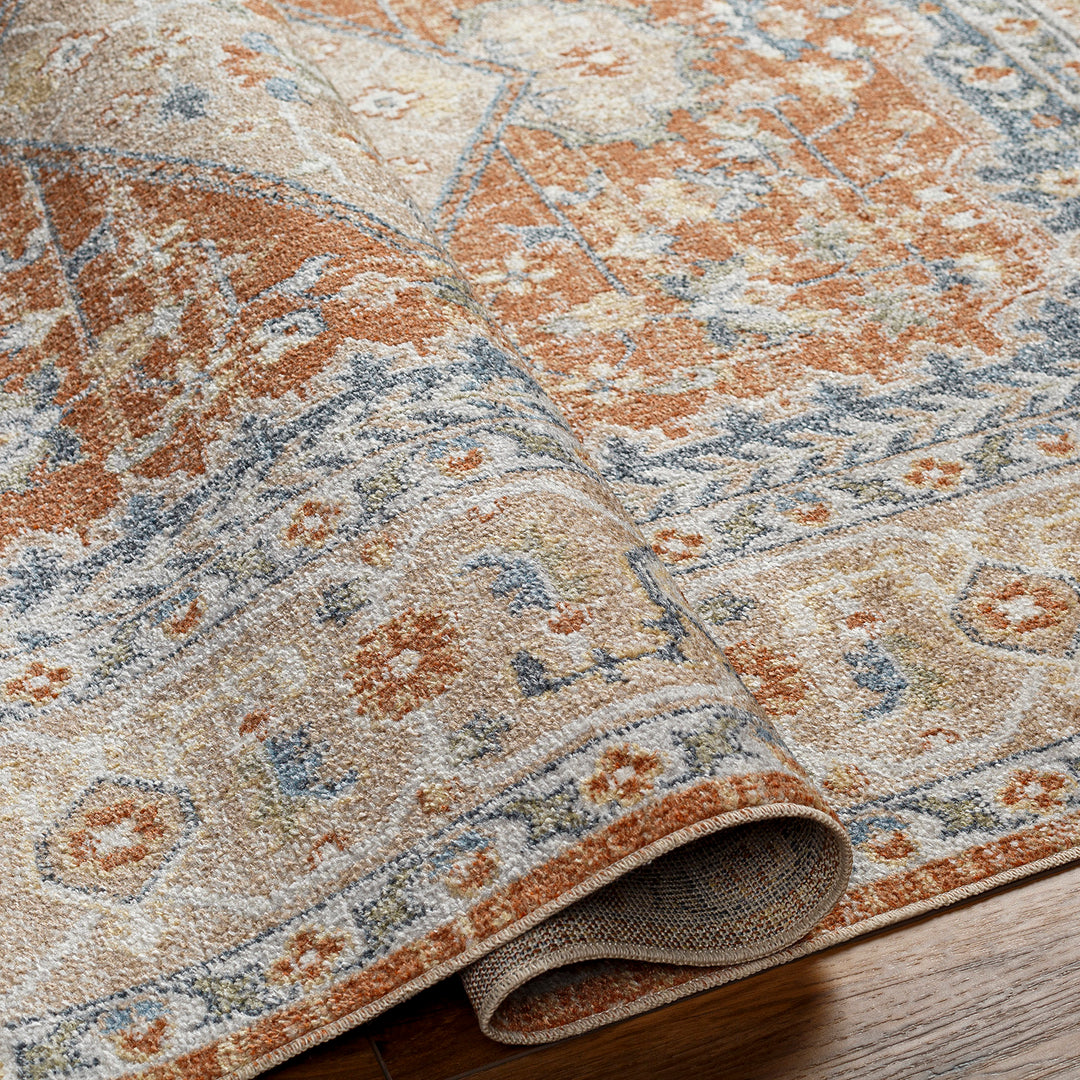 Tapis Vintage Lavable en Machine Orange/Jaune Oida