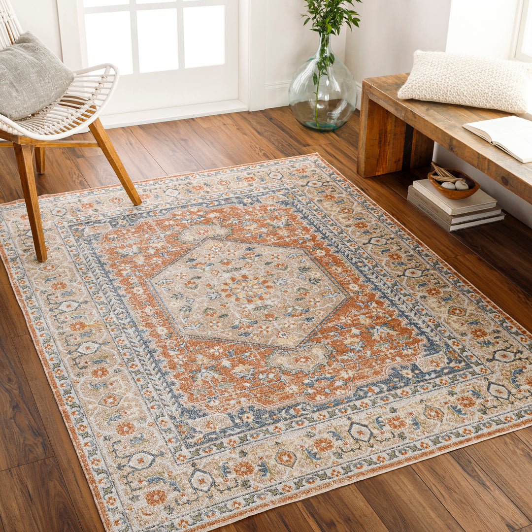 Tapis Vintage Lavable en Machine Orange/Jaune Oida