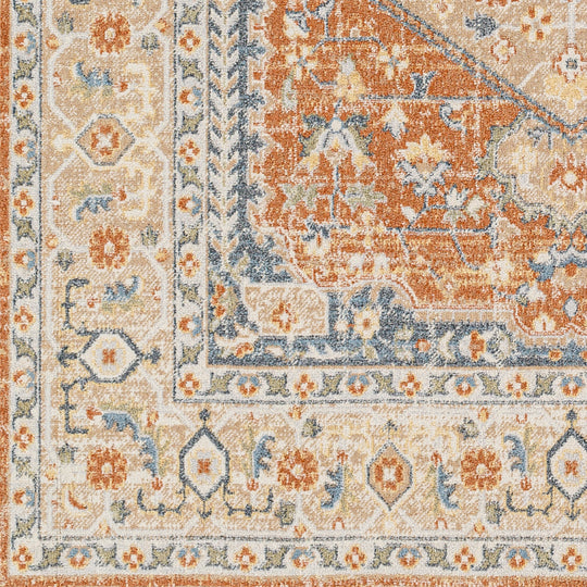 Tapis Vintage Lavable en Machine Orange/Jaune Oida