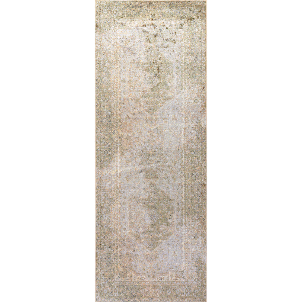 Tapis de Couloir Vintage Lavable en Machine Vert/Brun Oida