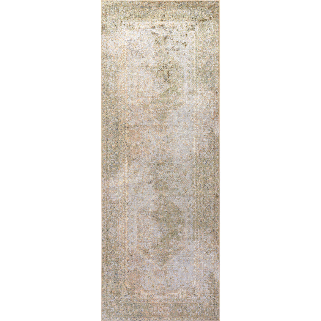 Tapis de Couloir Vintage Lavable en Machine Vert/Brun Oida