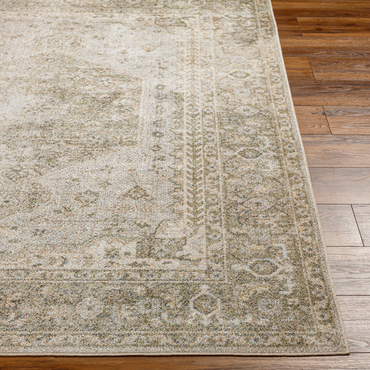 Tapis de Couloir Vintage Lavable en Machine Vert/Brun Oida