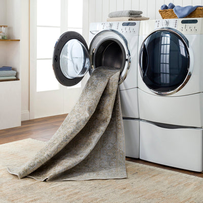 Tapis Vintage Lavable en Machine Vert/Brun Oida