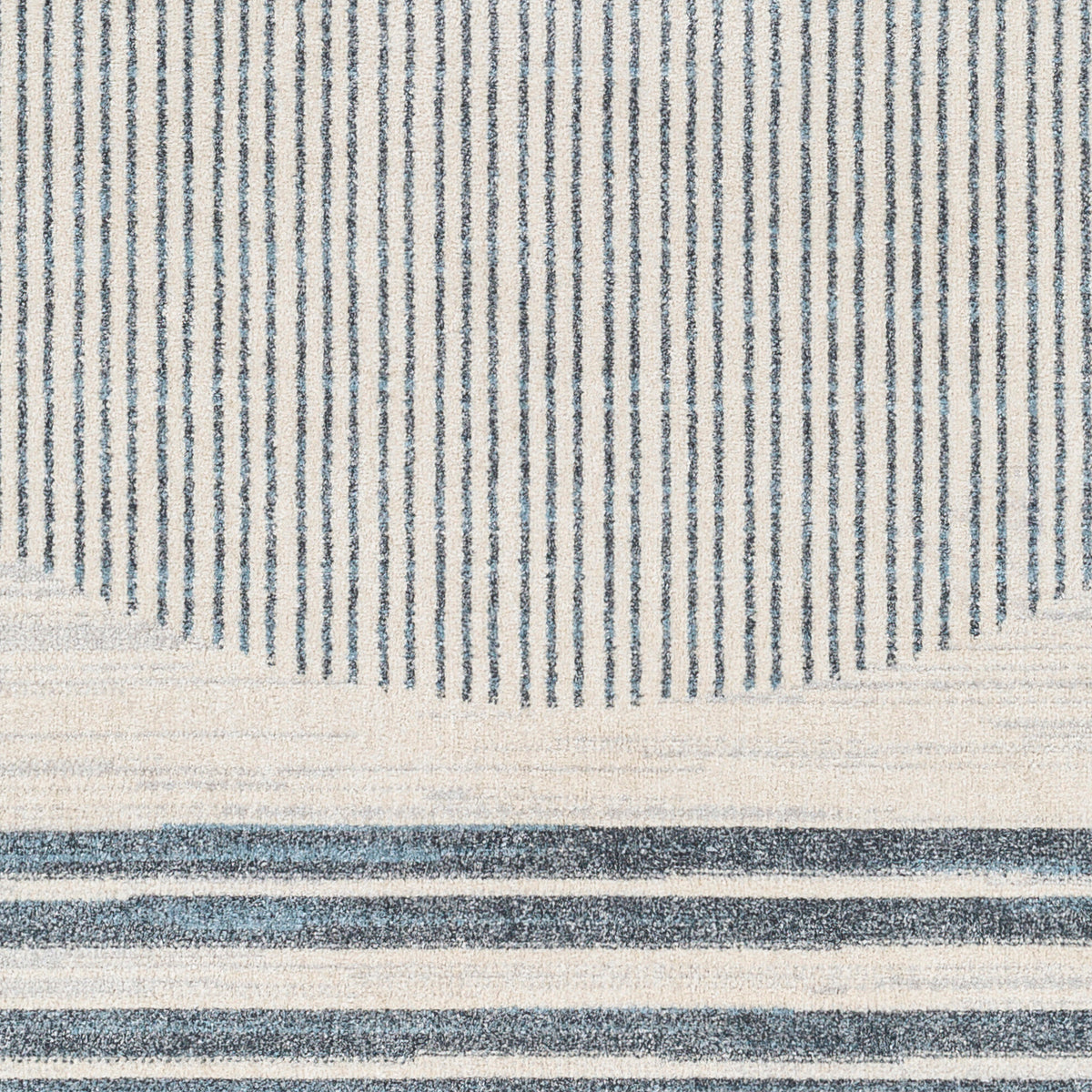 Tapis SURYA Santiago lavable scandinave, motif cercle de lignes, crème et bleu gris, vue 6