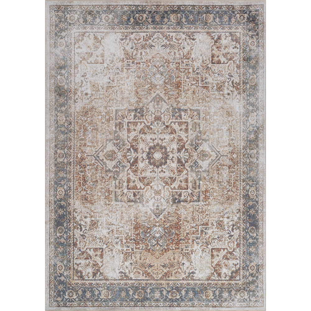 Tapis Vintage Lavable en Machine Marron/Ivoire Marlenheim