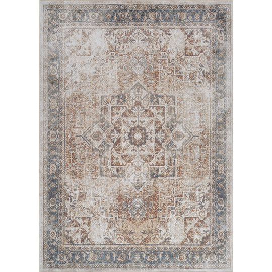Tapis Vintage Lavable en Machine Marron/Ivoire Marlenheim