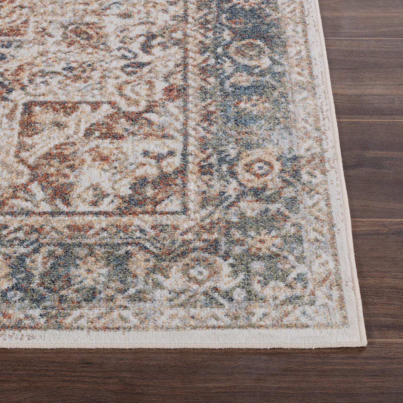 Tapis Rond Vintage Lavable en Machine Marron/Ivoire Rond Marlenheim