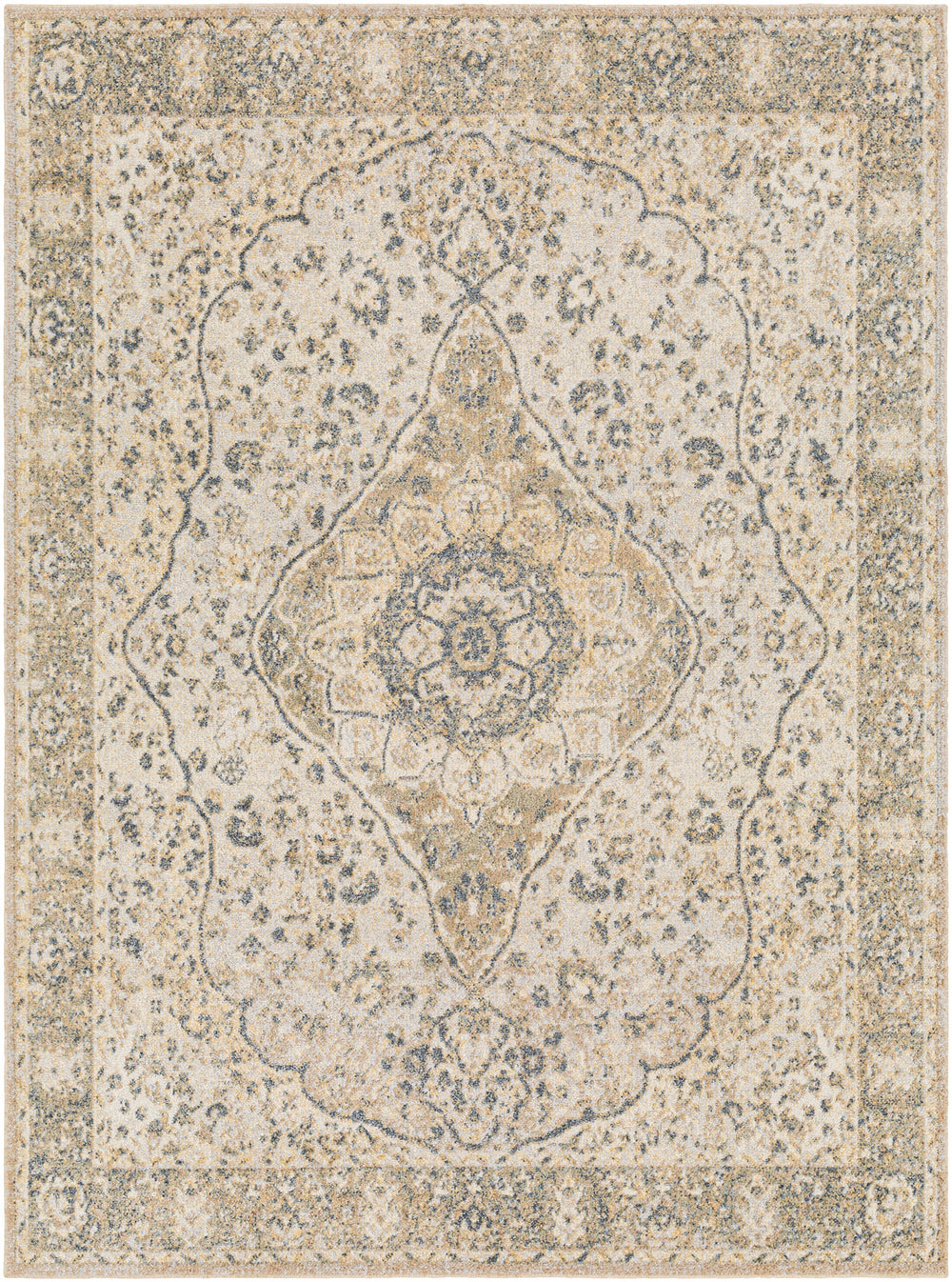 Tapis Vintage Lavable en Machine Yemin Jaune/Ivoire
