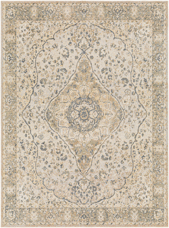 Tapis Vintage Lavable en Machine Yemin Jaune/Ivoire