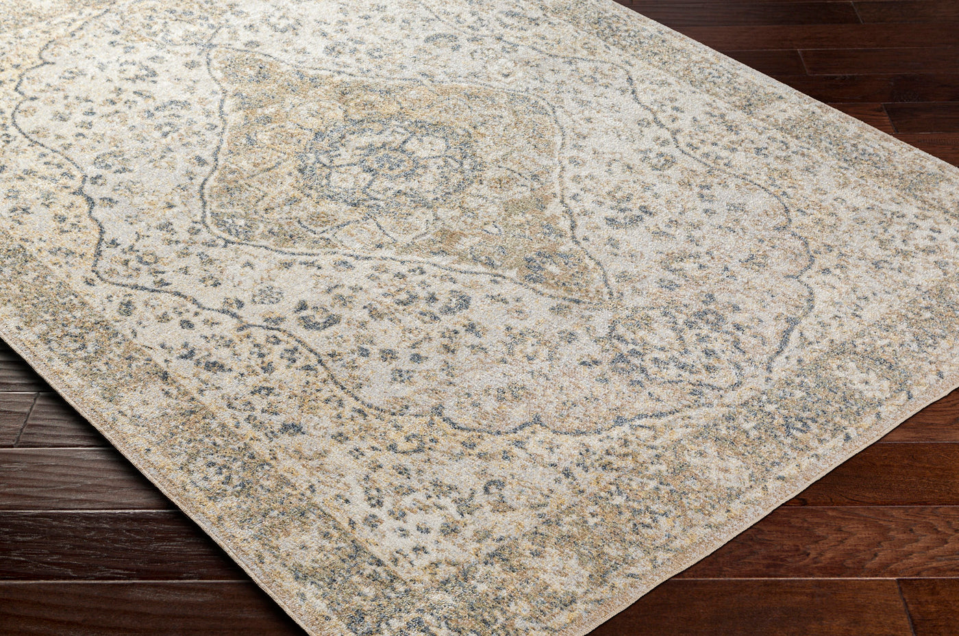 Tapis Vintage Lavable en Machine Yemin Jaune/Ivoire