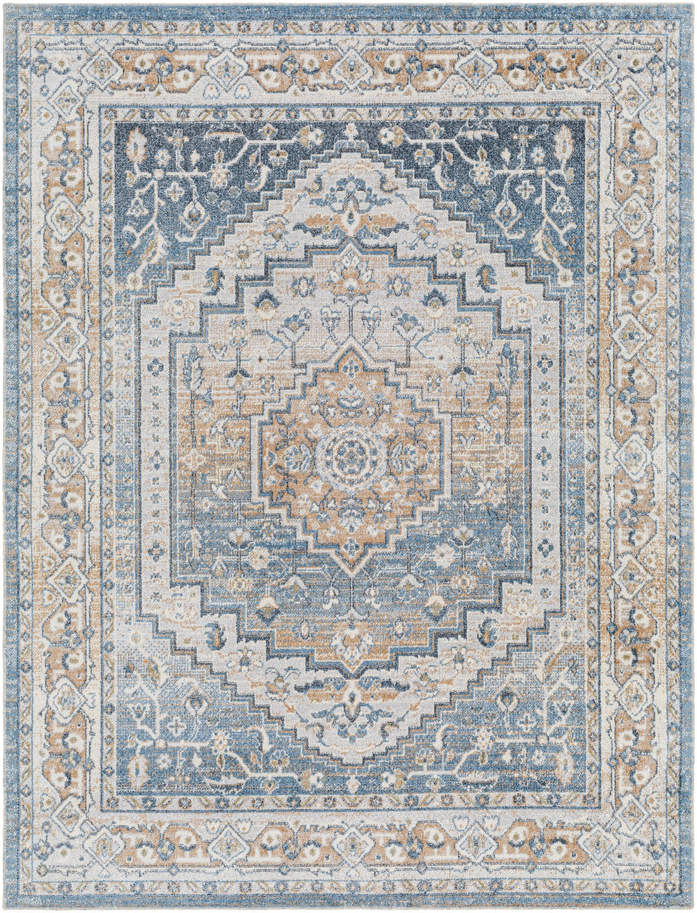 Tapis Vintage Zaragoza Lavable en Machine Bleu/Gris