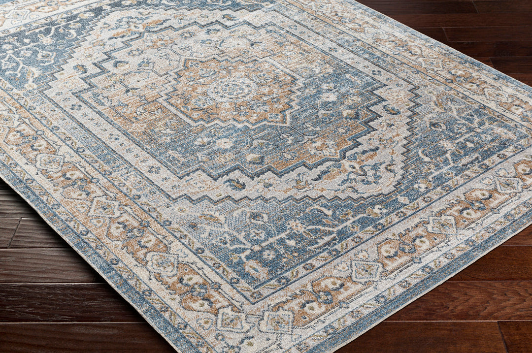 Tapis Vintage Zaragoza Lavable en Machine Bleu/Gris