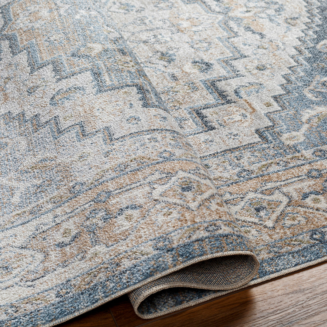 Tapis Vintage Zaragoza Lavable en Machine Bleu/Gris