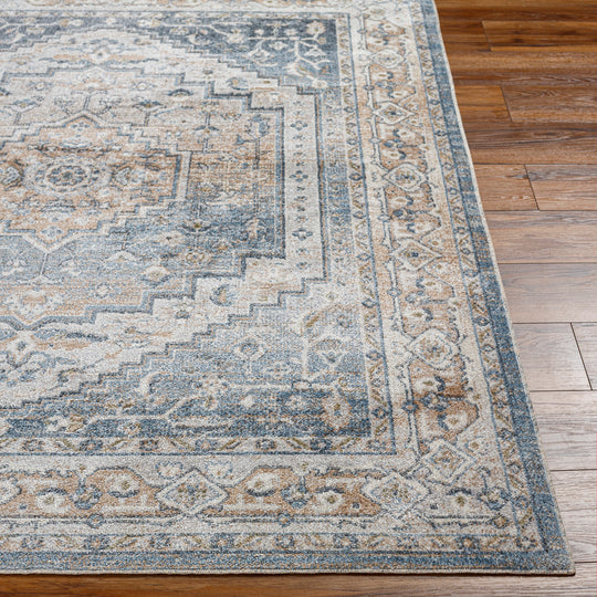 Tapis Vintage Zaragoza Lavable en Machine Bleu/Gris