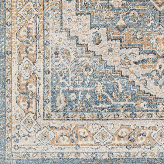 Tapis Vintage Zaragoza Lavable en Machine Bleu/Gris