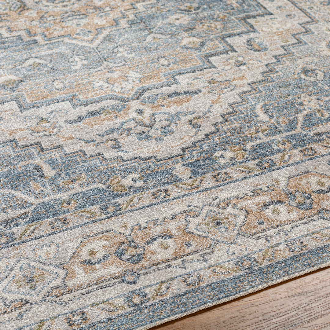Tapis Vintage Zaragoza Lavable en Machine Bleu/Gris