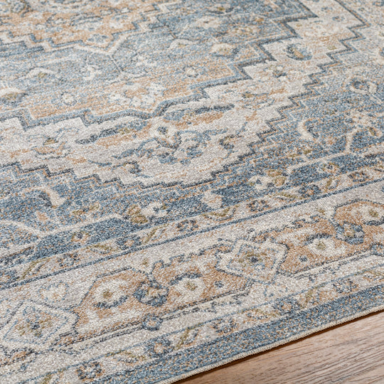 Tapis Vintage Zaragoza Lavable en Machine Bleu/Gris