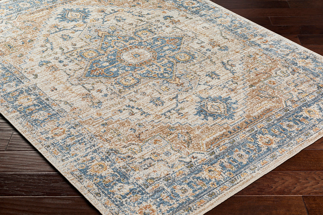 Tapis Vintage Lavable en Machine Marron/Bleu Uromi