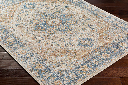 Tapis Vintage Lavable en Machine Marron/Bleu Uromi