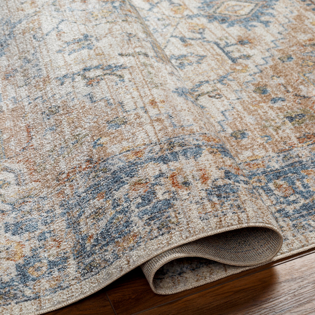 Tapis Vintage Lavable en Machine Marron/Bleu Uromi