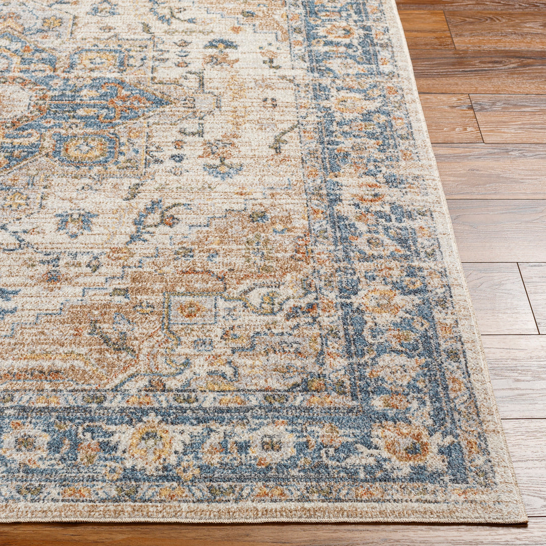 Tapis Vintage Lavable en Machine Marron/Bleu Uromi