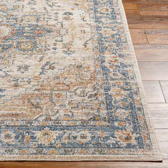 Tapis Vintage Lavable en Machine Marron/Bleu Uromi