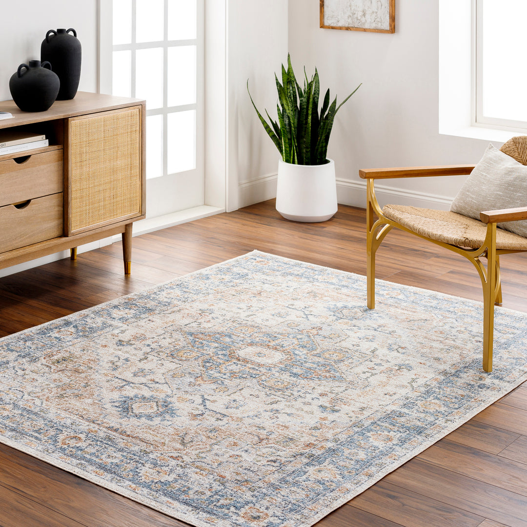 Tapis Vintage Lavable en Machine Marron/Bleu Uromi