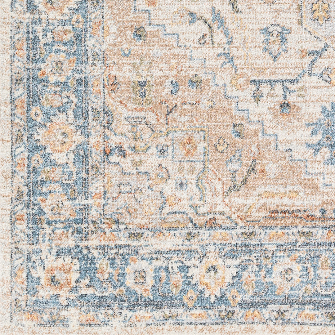 Tapis Vintage Uromi Lavable en Machine Marron/Bleu