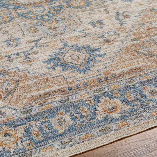 Tapis Vintage Lavable en Machine Marron/Bleu Uromi
