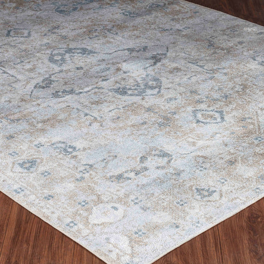Tapis Vintage Lavable en Machine Ivoire/Marron Columbus