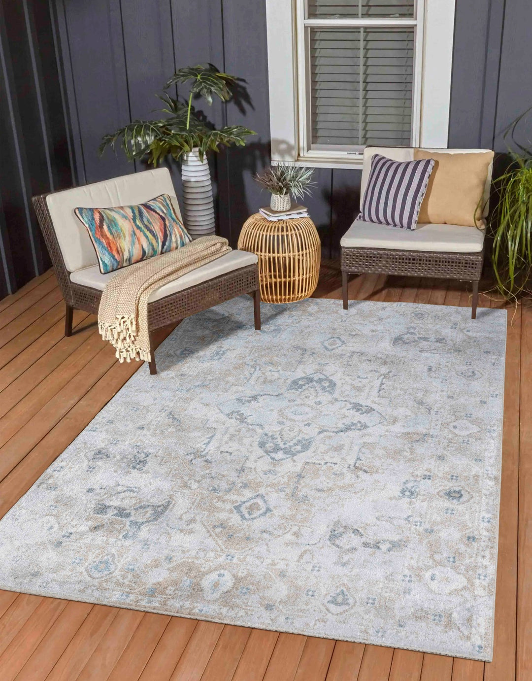 Tapis Vintage Lavable en Machine Ivoire/Marron Columbus