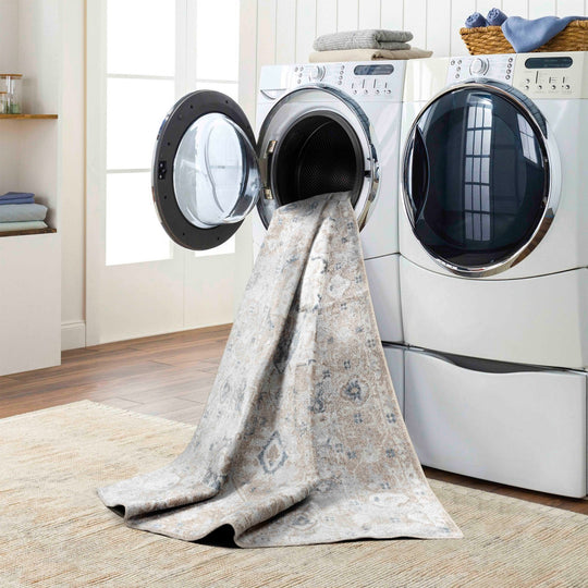 Tapis Vintage Lavable en Machine Ivoire/Marron Columbus