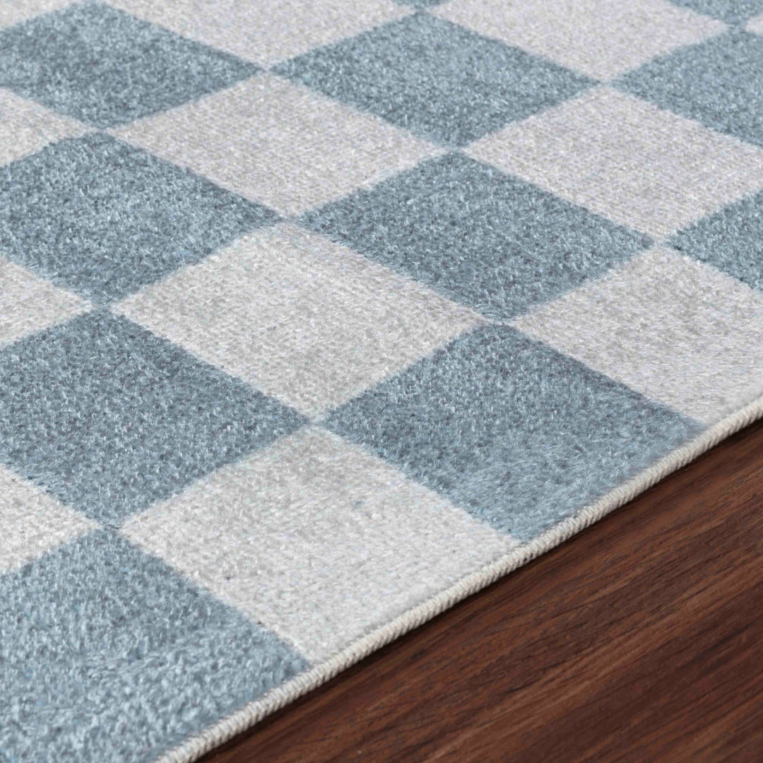 Tapis Scandinave à Carreaux Lavable en Machine Bleu Cleveland