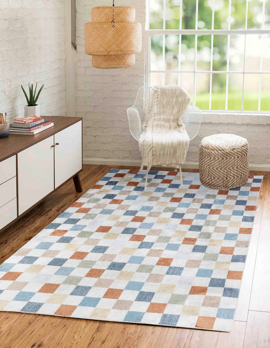 Tapis Scandinave Lavable en Machine Multicolore/Rouge Cleveland