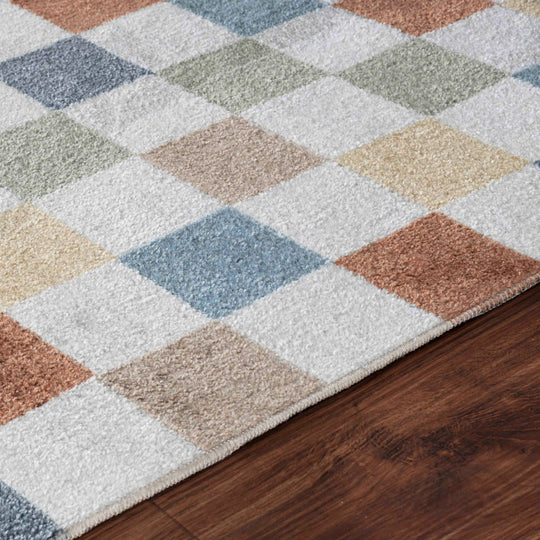 Tapis Scandinave Lavable en Machine Multicolore/Rouge Cleveland